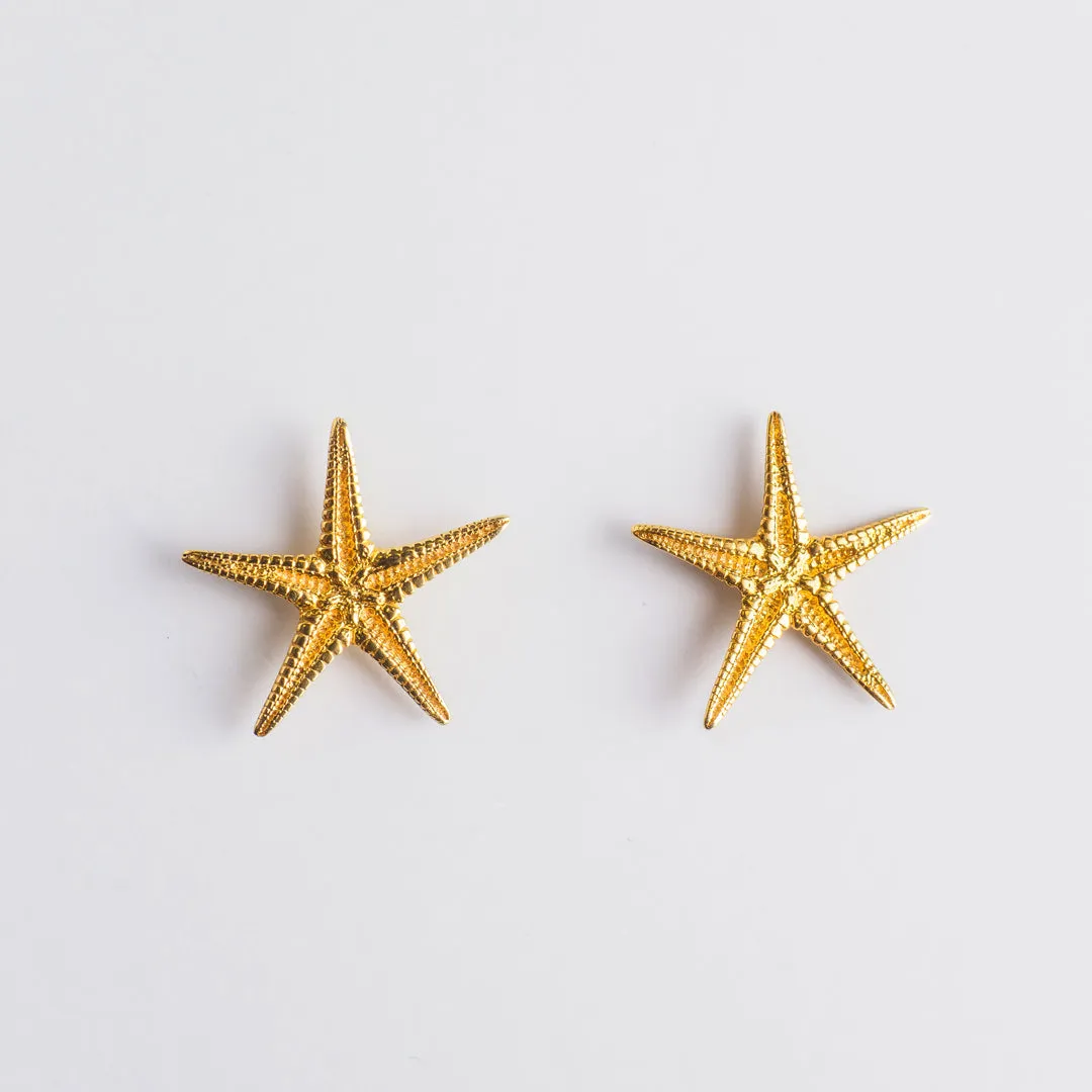 Small starfish - stud earrings - silver 925 - gold plated