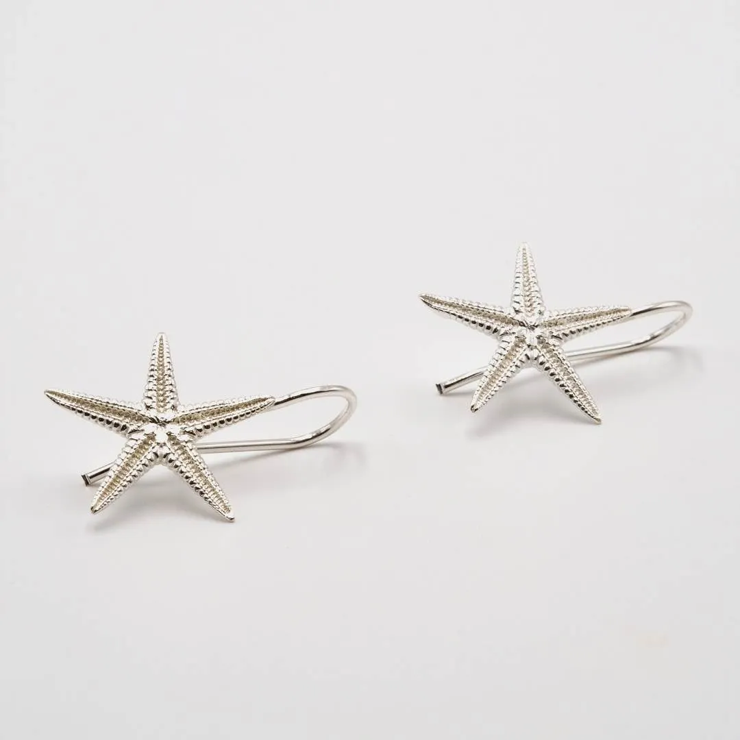 Starfish - dangly earrings - silver 925