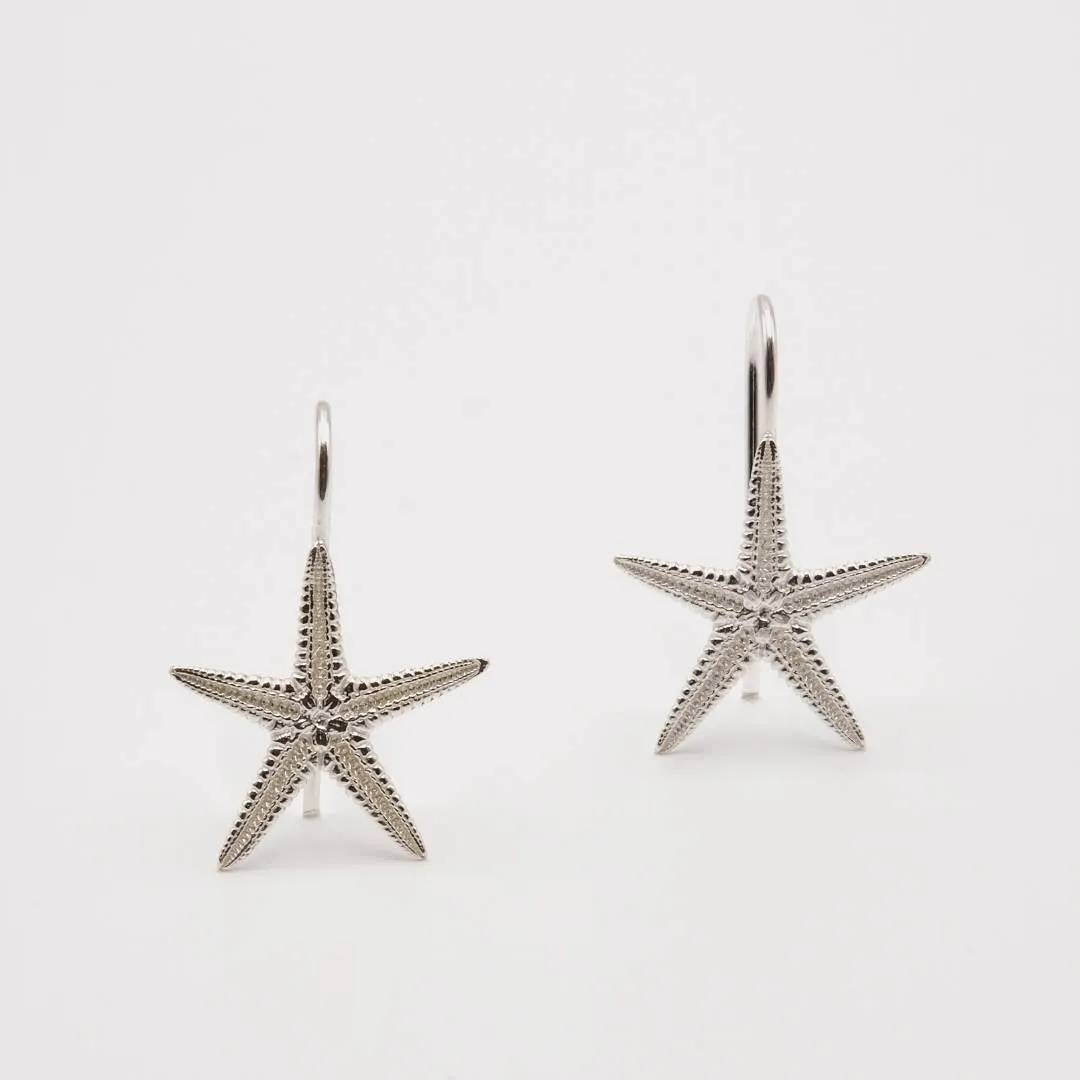 Starfish - dangly earrings - silver 925