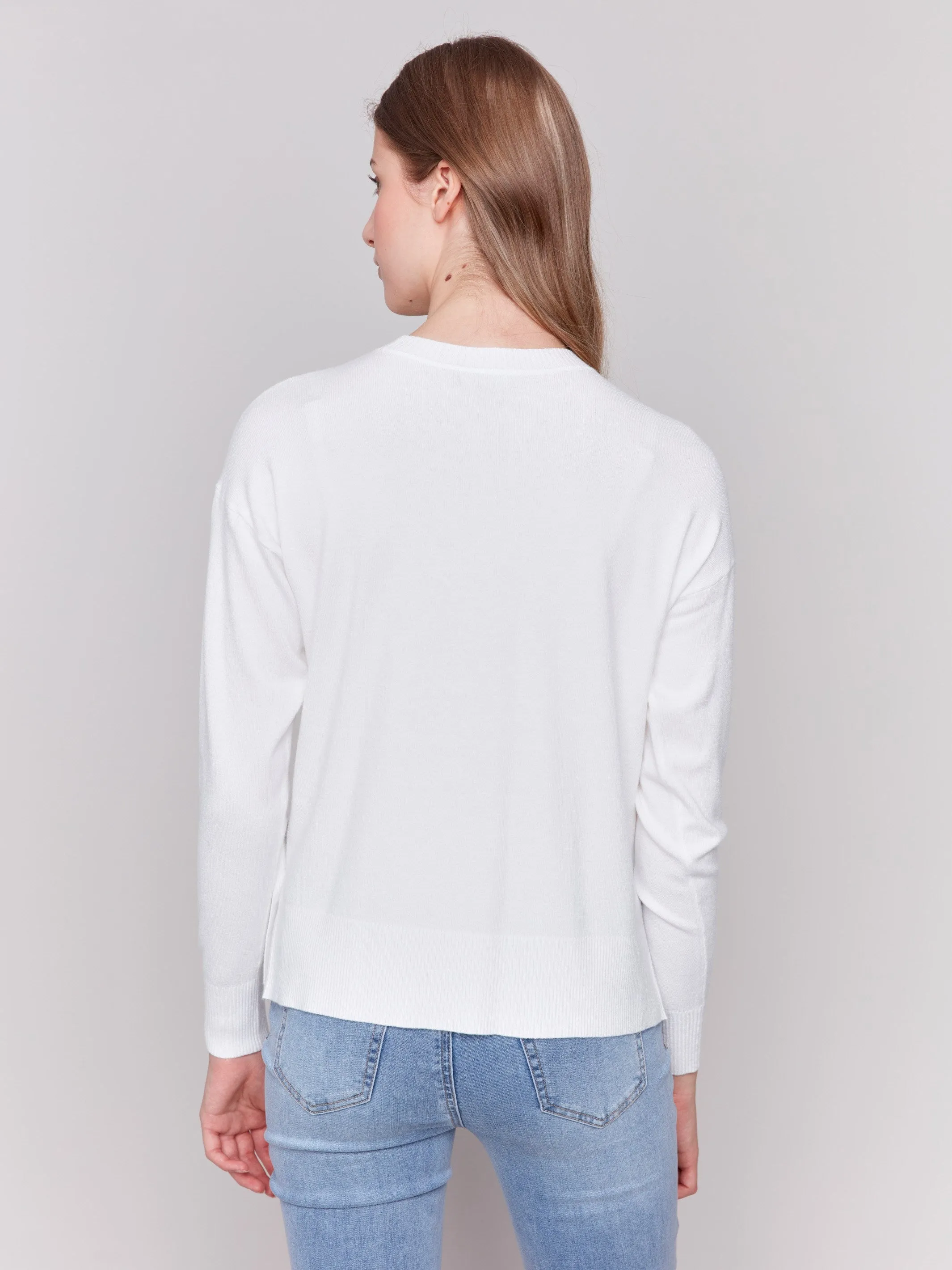 Sweater with Side Buttons - Cream