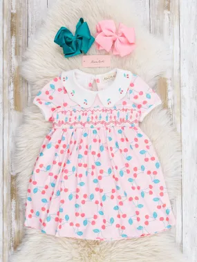 Sweet Cherries Smocked Ruffle Dress