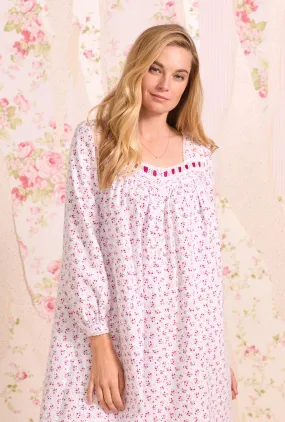 Sweet Holiday Floral Heritage Cotton Flannel Waltz Nightgown