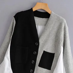 V-neck long-sleeved cardigan