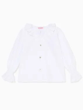 White Carissa Long Sleeve Girl Shirt