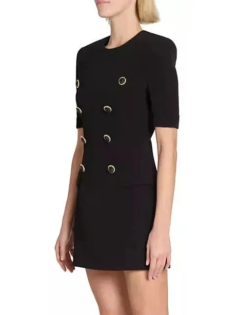 Women’s Black Crepe Eight-Button Mini Dress