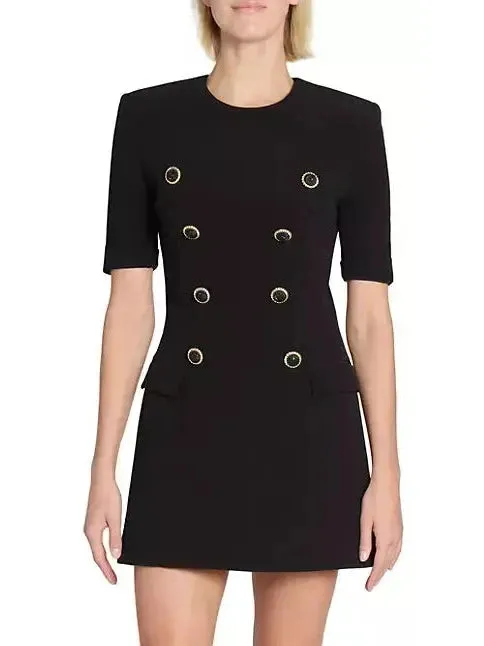 Women’s Black Crepe Eight-Button Mini Dress