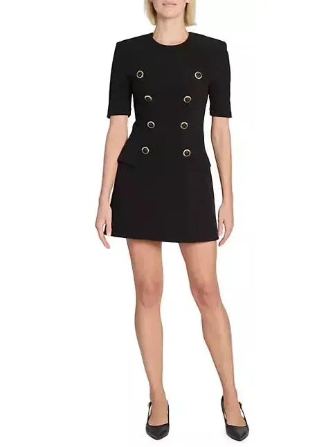 Women’s Black Crepe Eight-Button Mini Dress