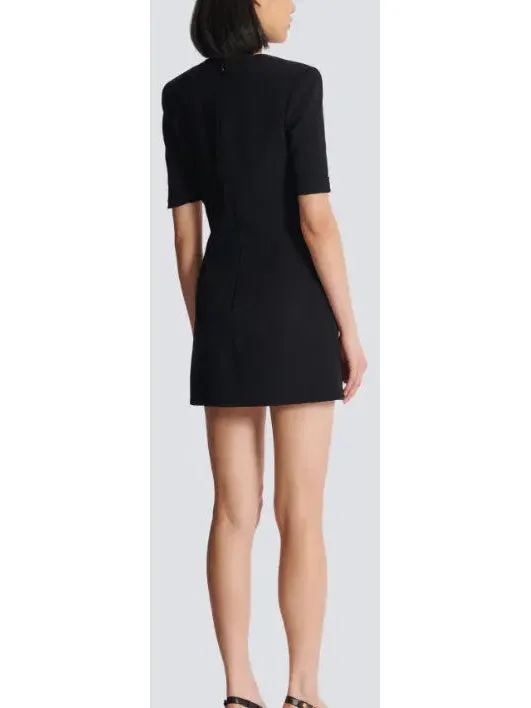 Women’s Black Crepe Eight-Button Mini Dress